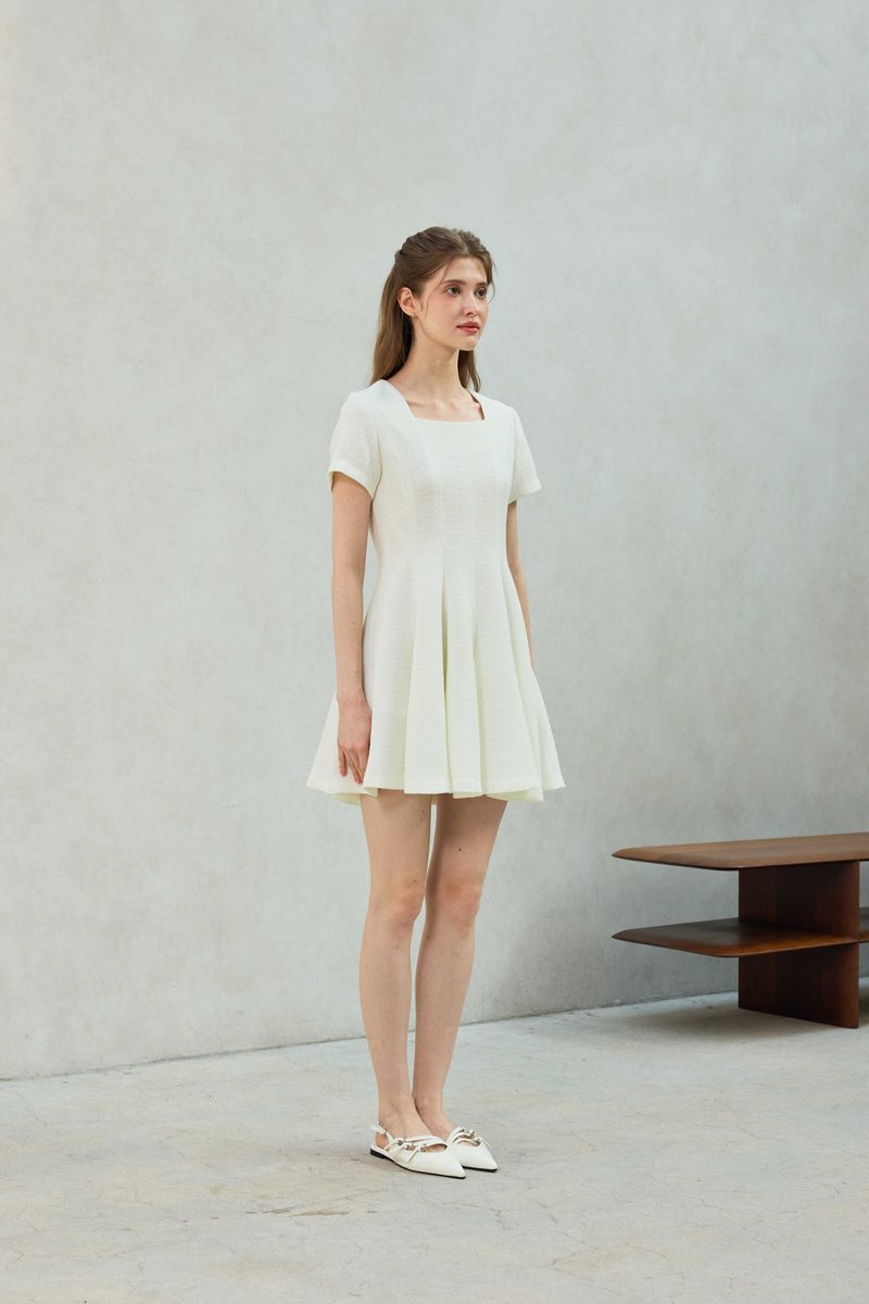 LANI TWEED DRESS / WHITE