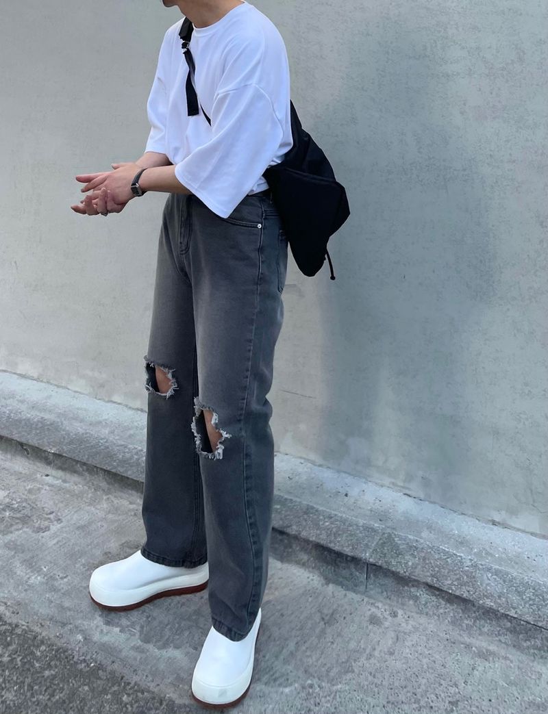 EASY DETROYED DENIM PANTS(2COLOR)