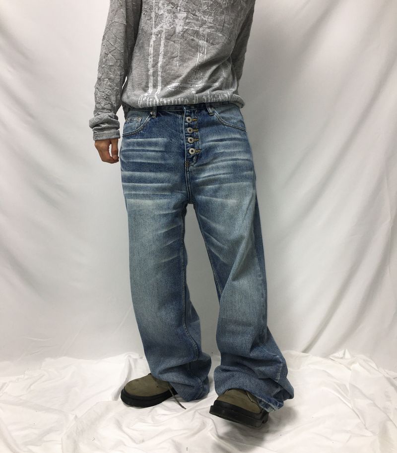 5-Button Fly Flared Denim Pants