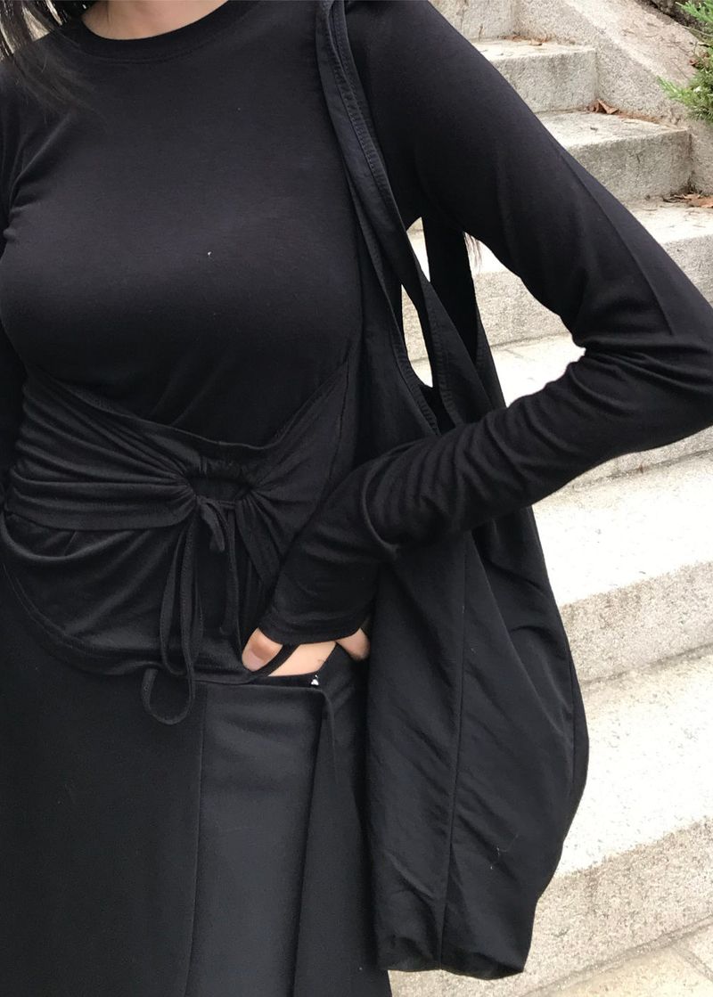STRING HOLE SHIRRING TEE