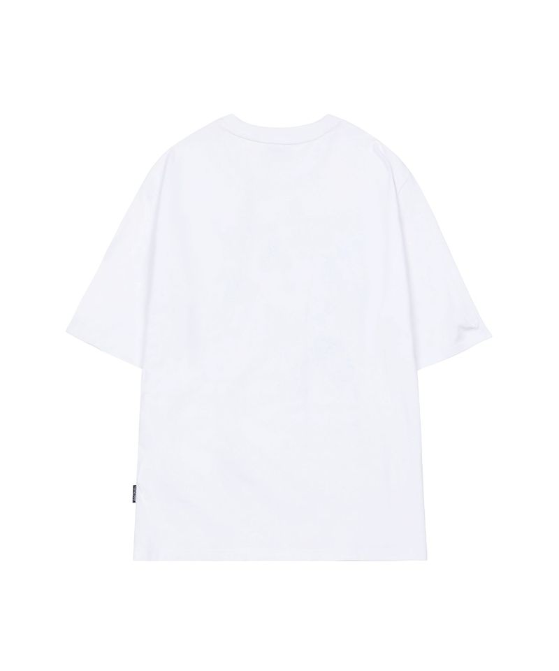 キッチュスタンプピンタックオーバーフィットTシャツ - ホワイト