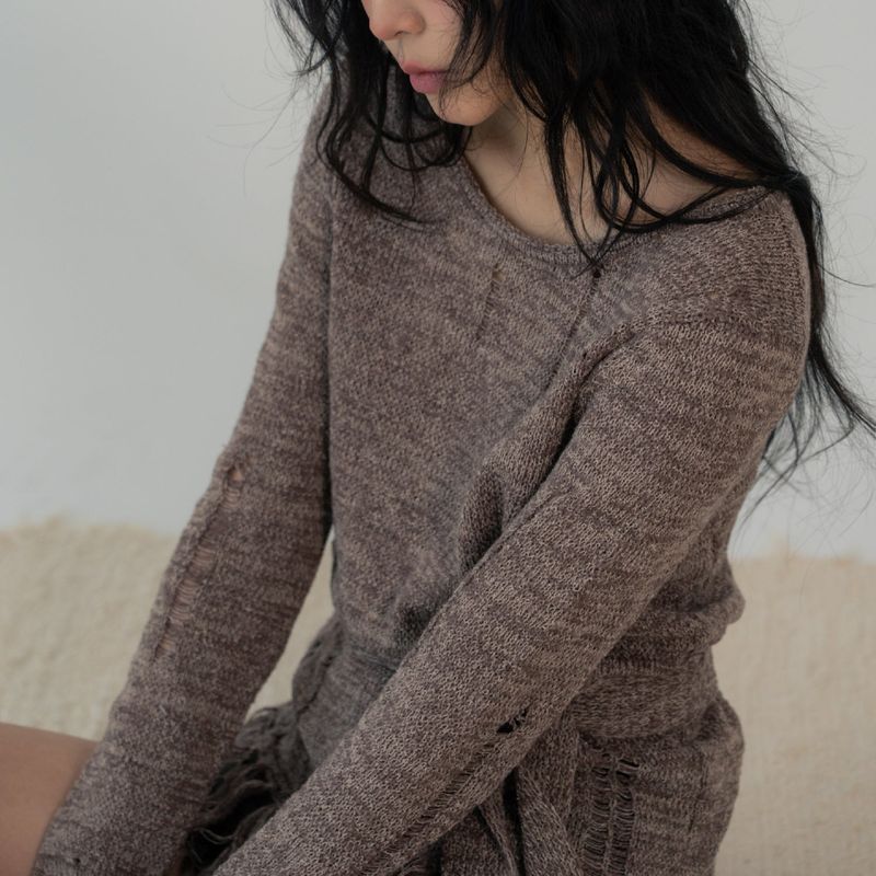 VINTAGE FRINGE KNIT (MOCHA)