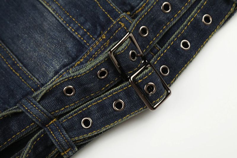 Double Belt Denim Trucker Jacket