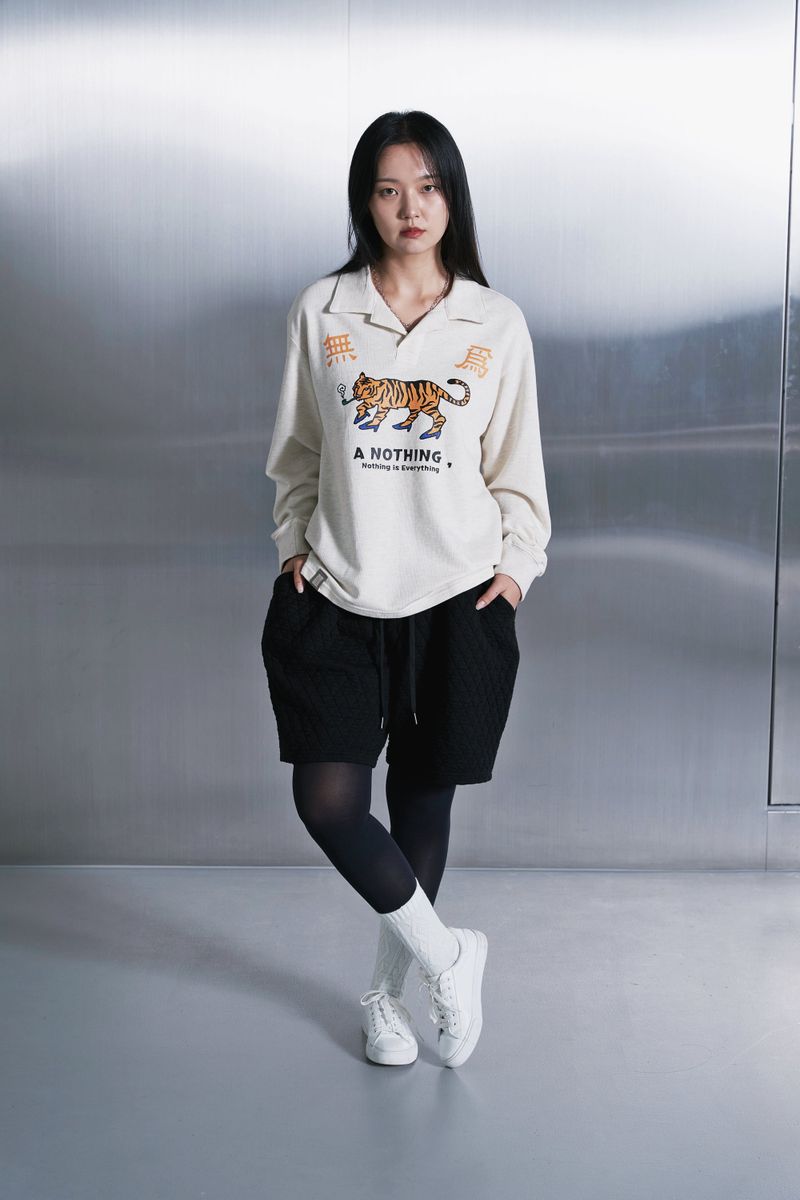 MU-WI PIN-KNIT COLLAR-TEE (Oatmeal)