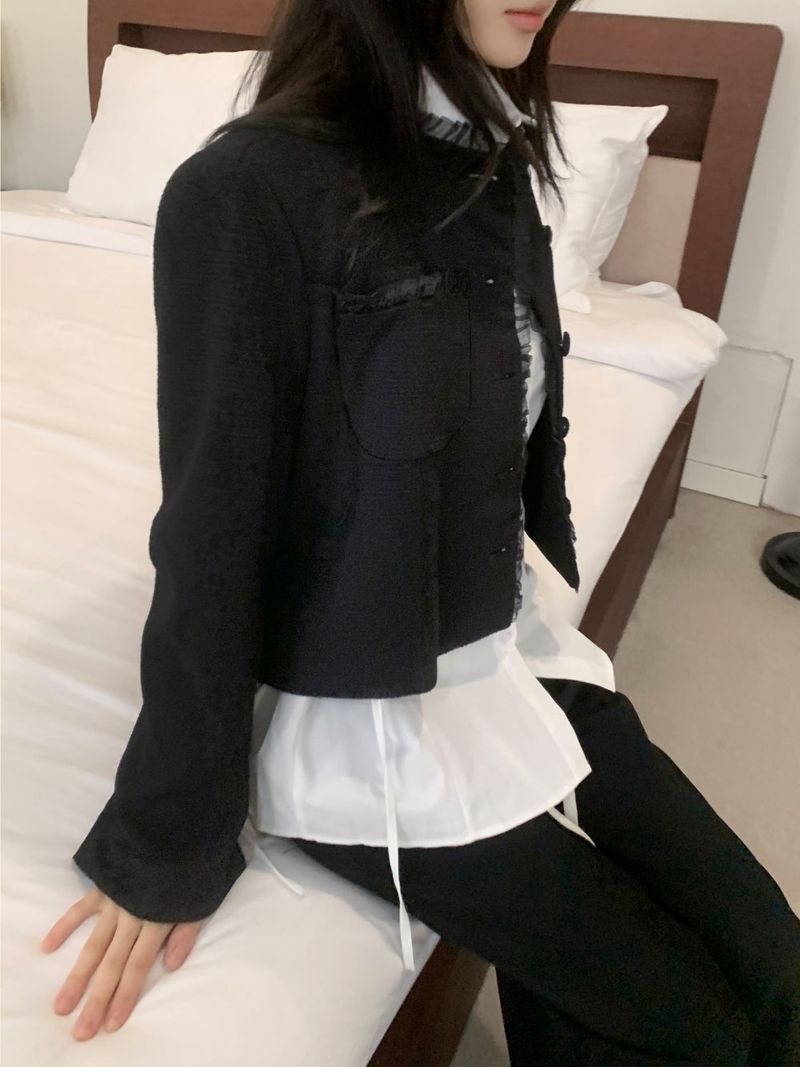 Classic Muse Lace -Trimmed Tweed Jacket