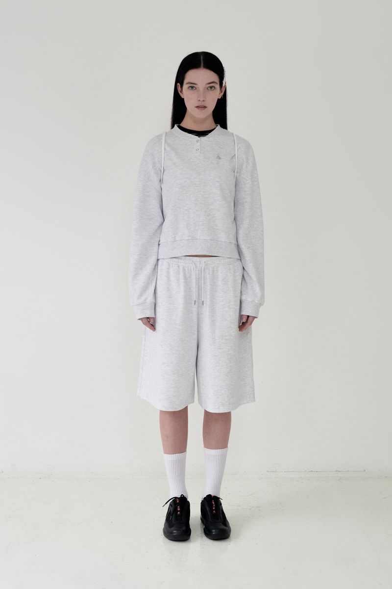 KIRSH PLAIN BUTTON POINT SWEATSHIRT [MELANGE GRAY]