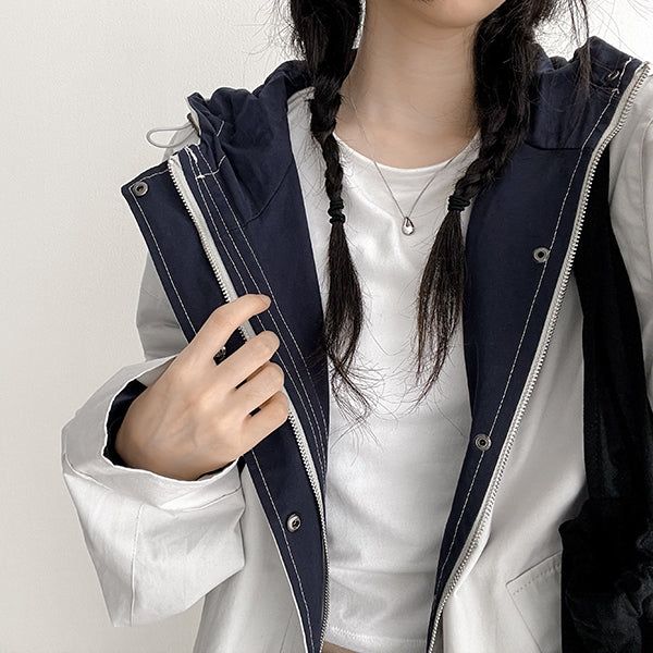 Bitt Two-Way String High-Neck Hooded Field Jacket Jumper (4 colors)