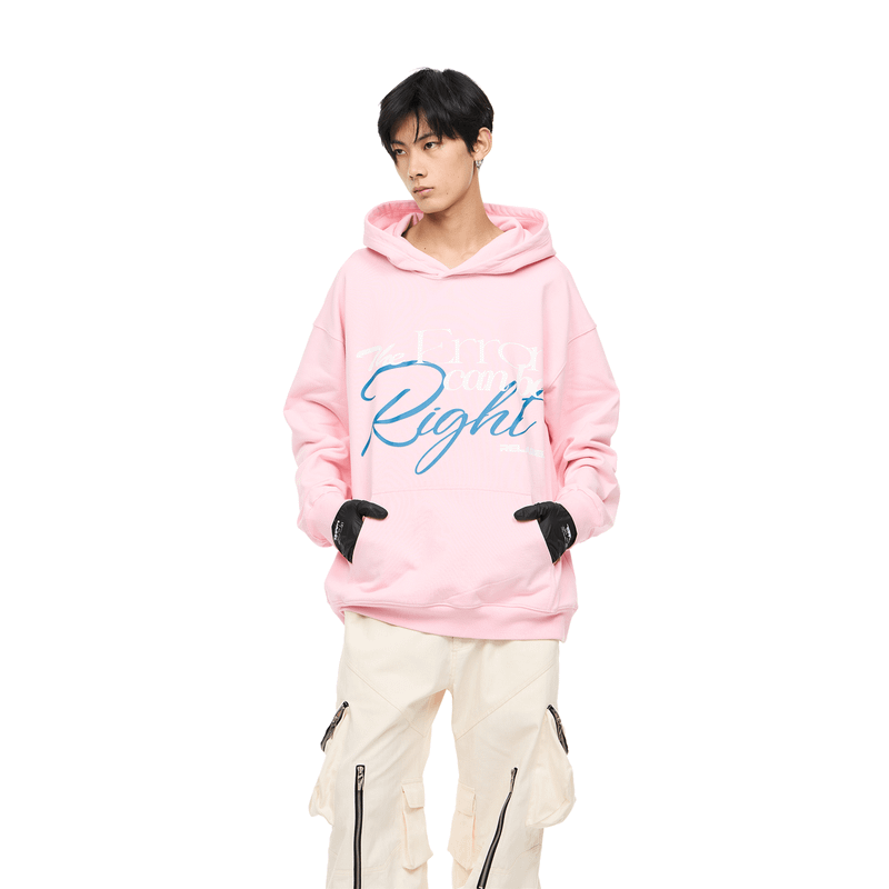 RELABEL Pink Error Theme Print, Basic Version With R Logo Print on the Back, Long-Sleeved Hooded Sweatshirt