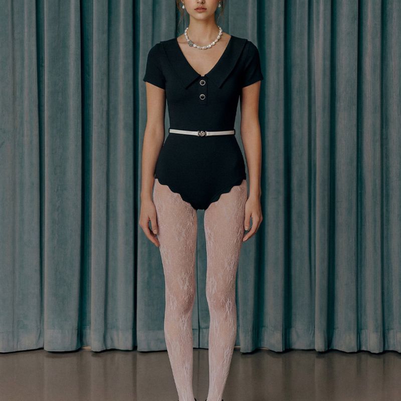 Retro Collar Belted One-piece