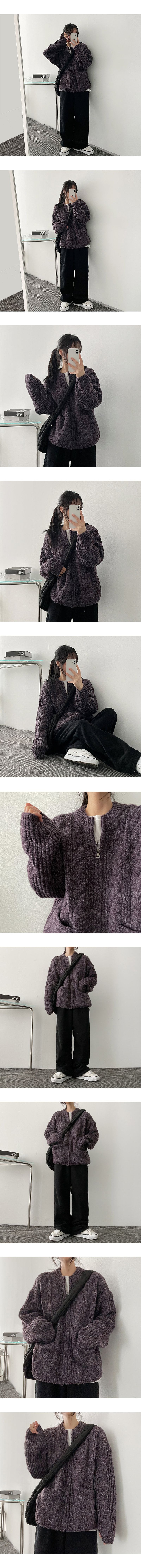 Guipu Thick Twisted Knitwear Zip-up