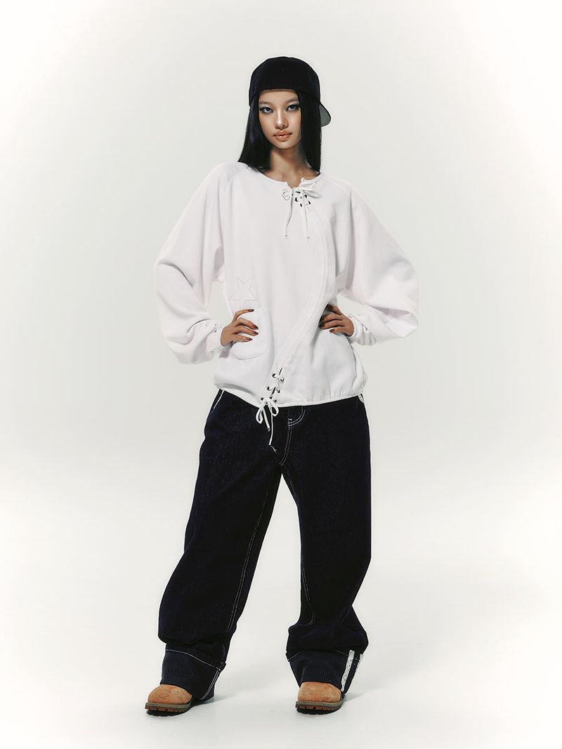 STAR APLIQUE CREWNECK WHITE