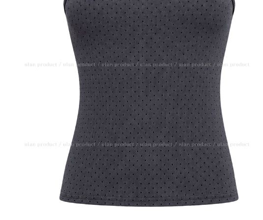 Mints Mother-of-Pearl Button Dot Halter Sleeveless Top