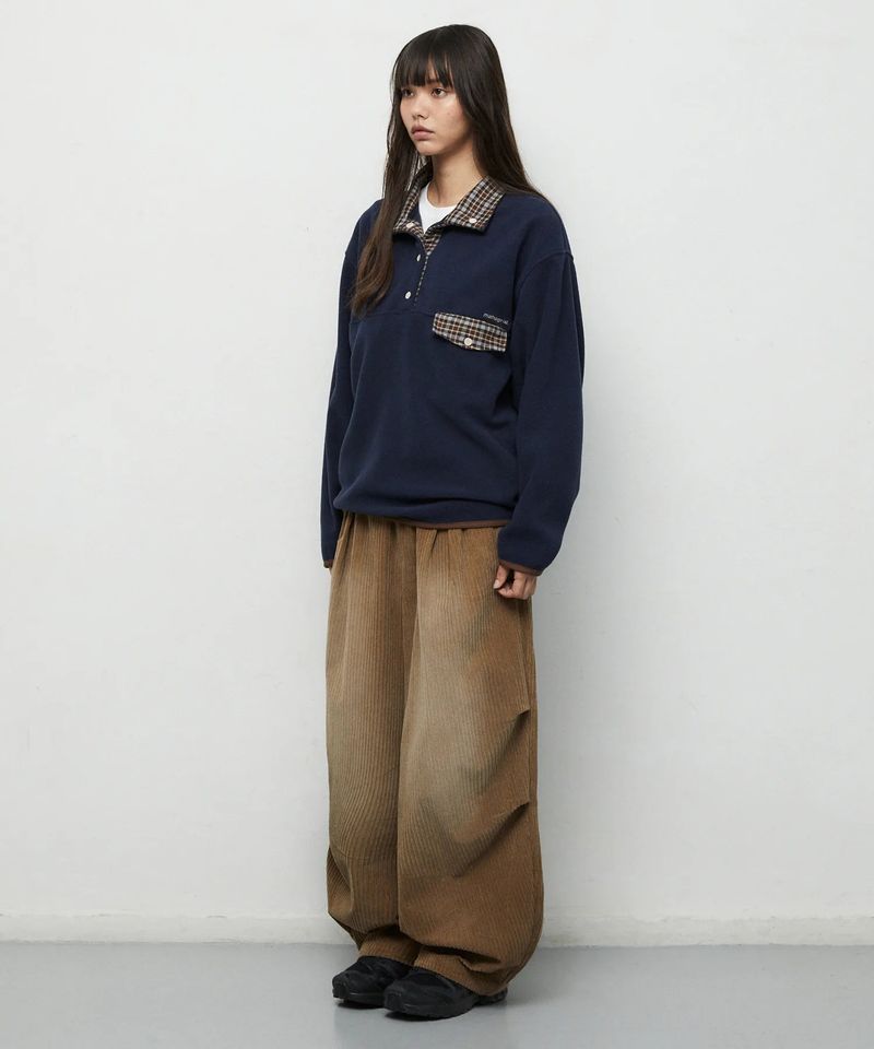 BRUSHED WIDE CORDUROY PANTS_BROWN