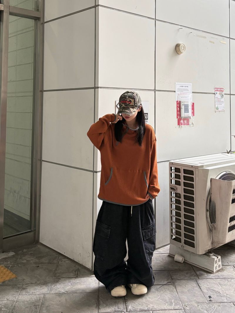 denim pintuck cargo pants