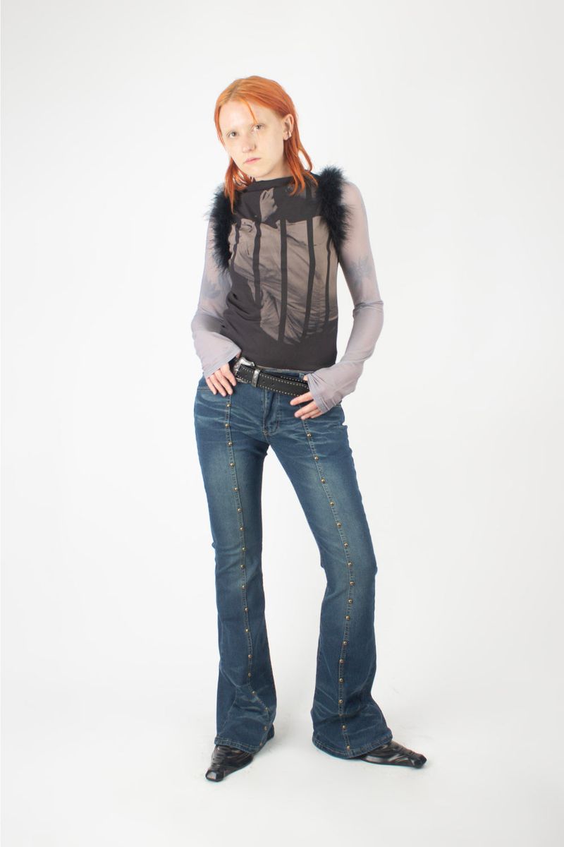 Stud Boots Cut Denim