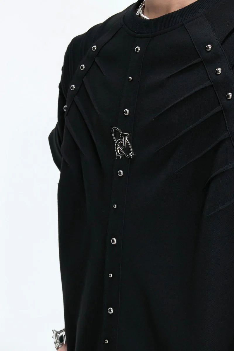Spine Pleated Studded T-Shirt