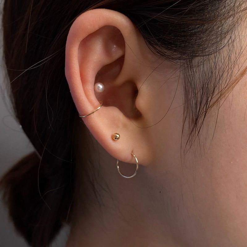 14K Gold Swarovski Pearl Piercing (bar 6mm