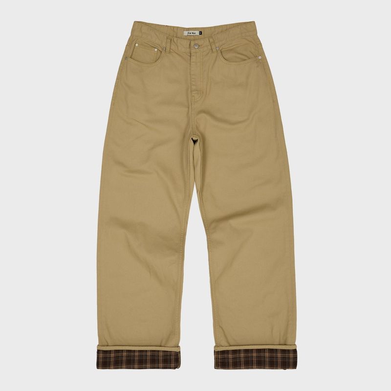 Check Applique Roll Up Pants