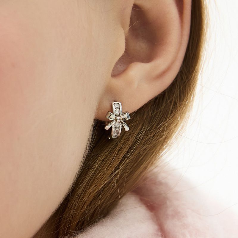 Ballerina Ribbon Cubic One-Touch Earrings