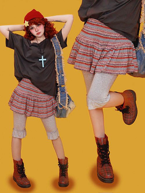 KUO(クーオ)の「dory striped skirt (속바지)(Skirts)」