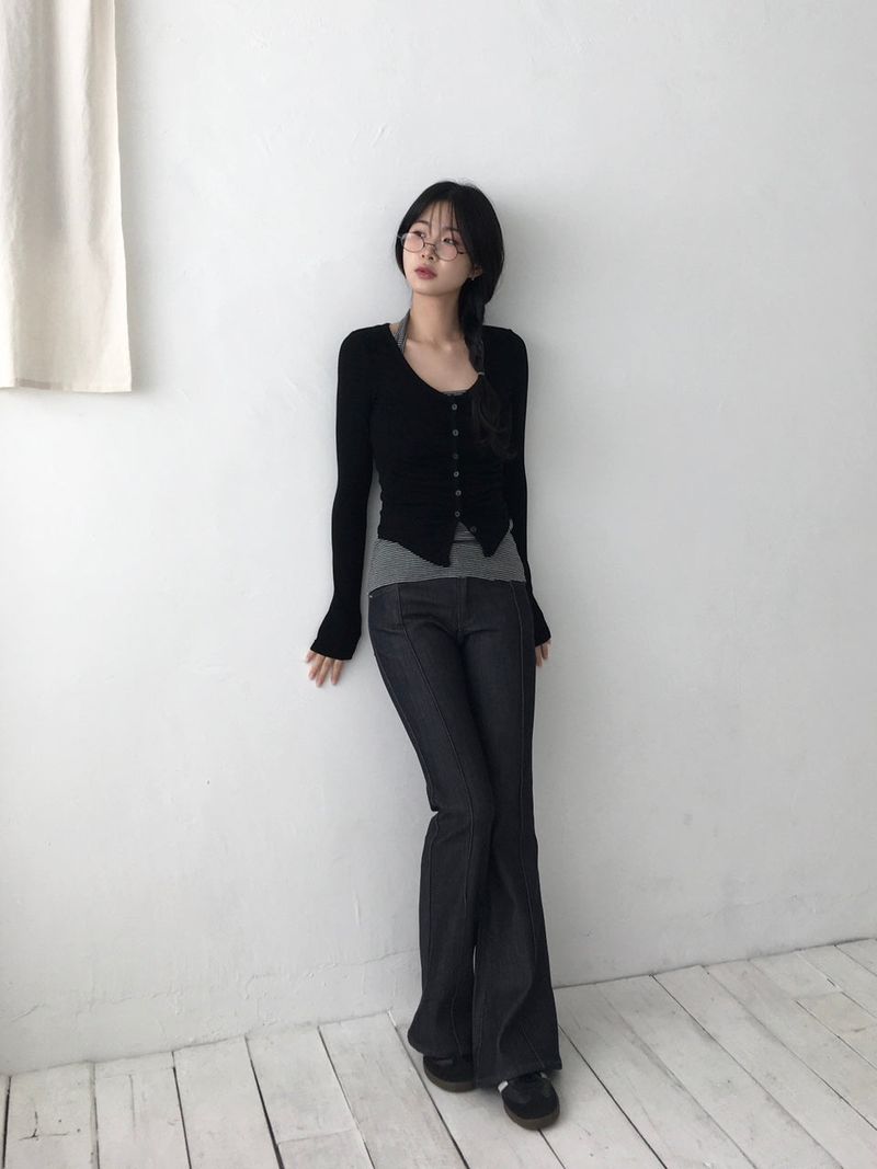 Shirring Slim Cardigan