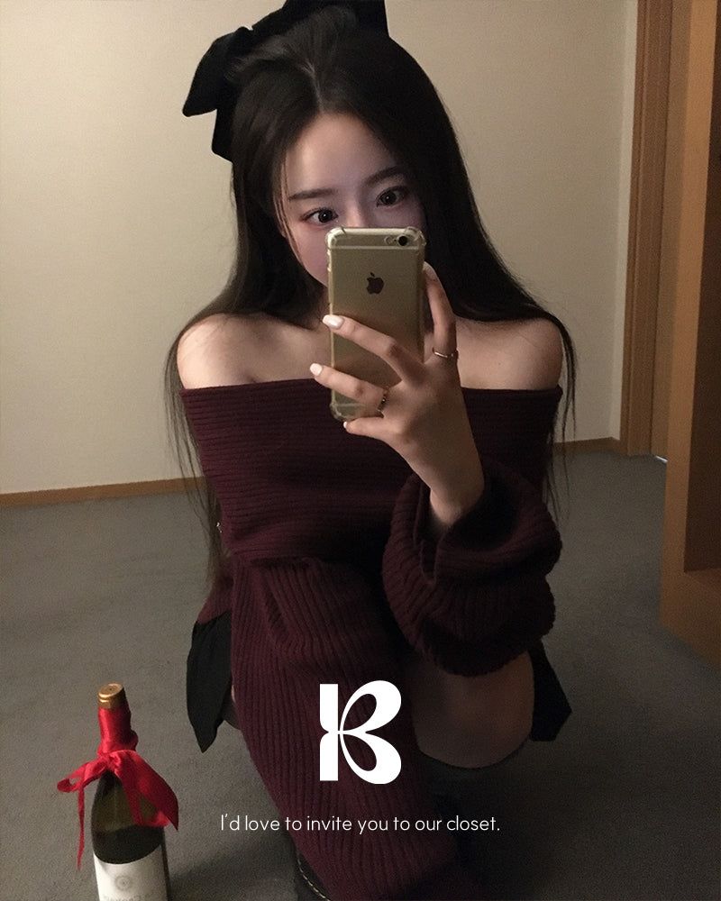 [ORIGINAL] DARE Off-Shoulder Rib Knit