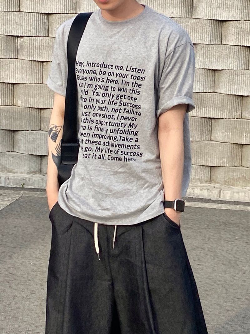 Square frame lettering short sleeve T 3C