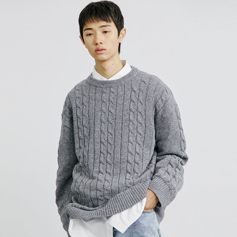 FTTS CHAIN CABLE SWEATER GREY