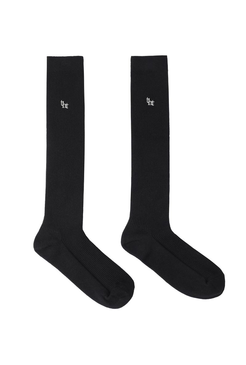tht rib knee socks - black   