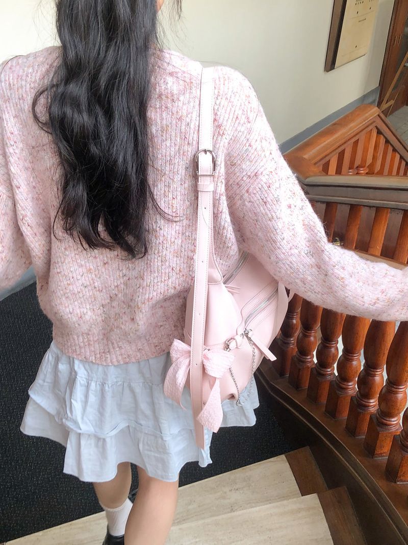 Belted ribbon bag_mute pink