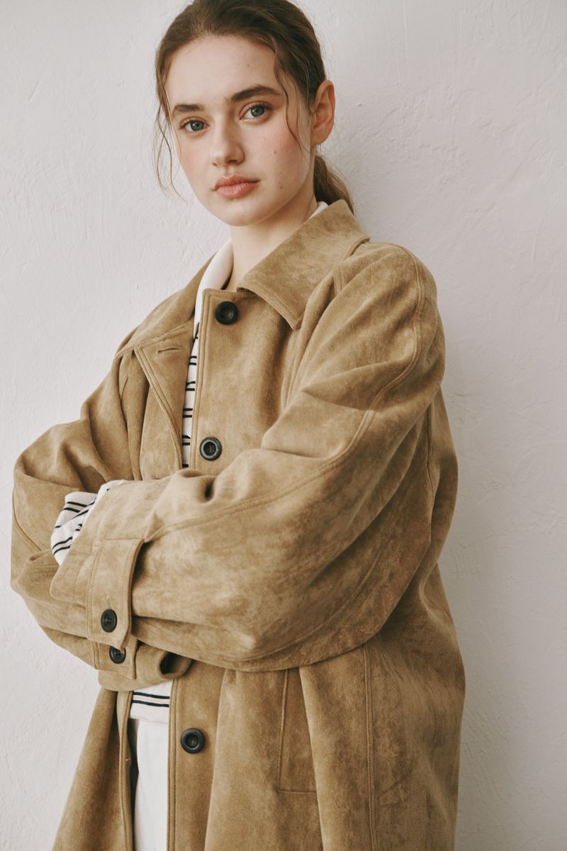 Suede half coat (Beige)