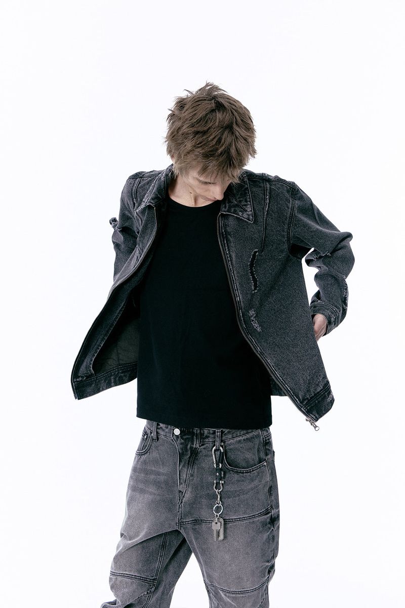 ETCE（イーティーシーイー）の「DESTROYED DART TRUCKER JACKET (BLACK)（Jackets/Outerwear）」