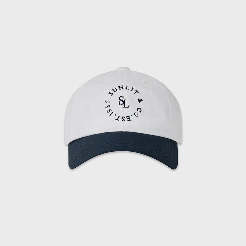 SUNLIT LETTERING BALL CAP (WHITE/NAVY)