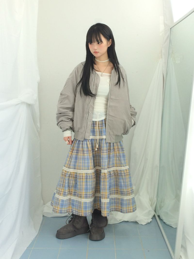 Hazel latte checkered skirt