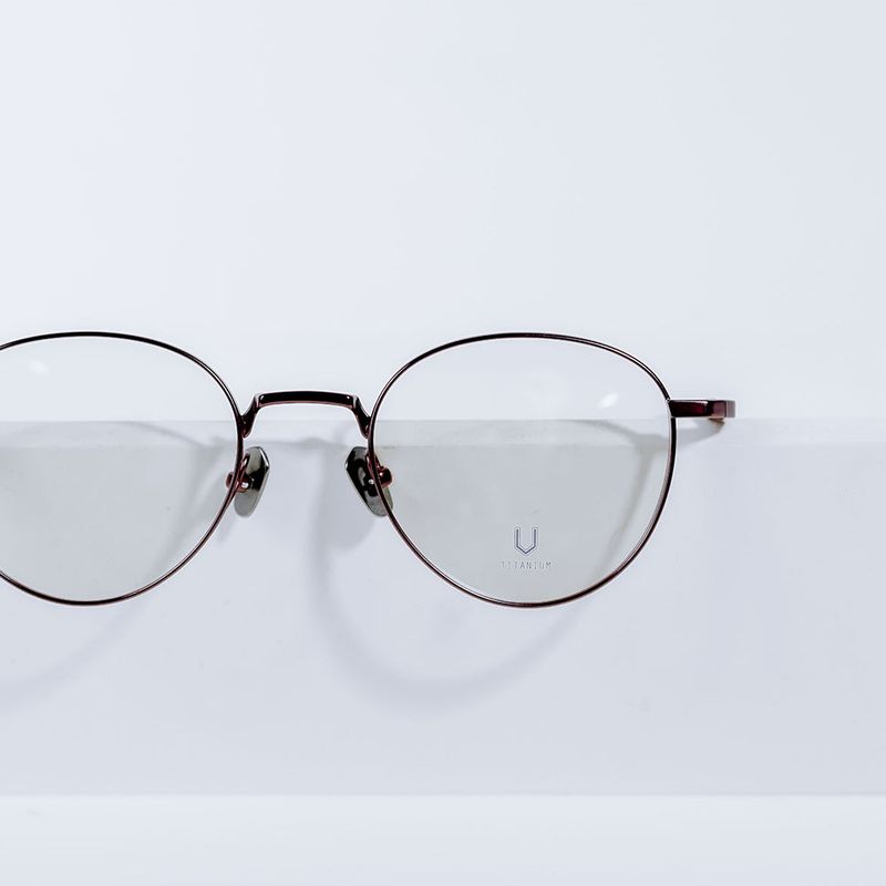 Knouun Round titanium glasses CODE. 102. C Brown N Silver