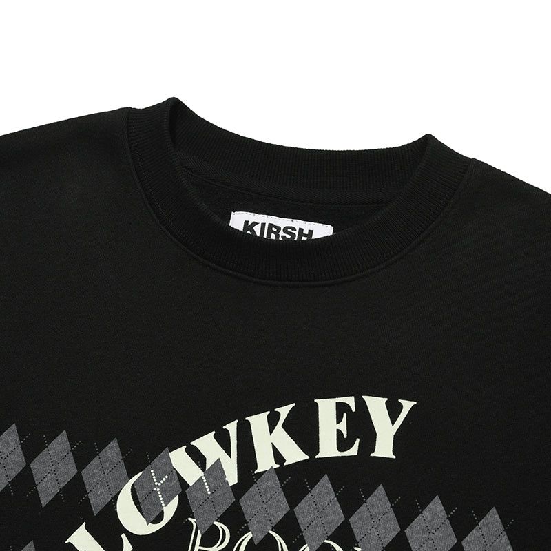 LOWKEY BOOK CLUB ARGYLE PATTERN SWEATSHIRT [BLACK]