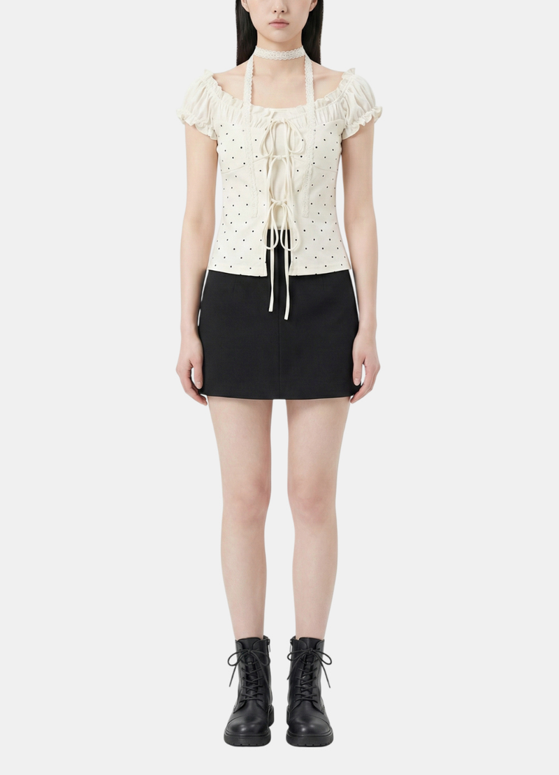 Elin Dot Frill Corset Blouse
