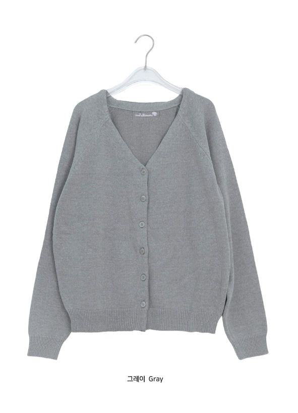 Hio Basic Loose-Fit V-Neck Cardigan