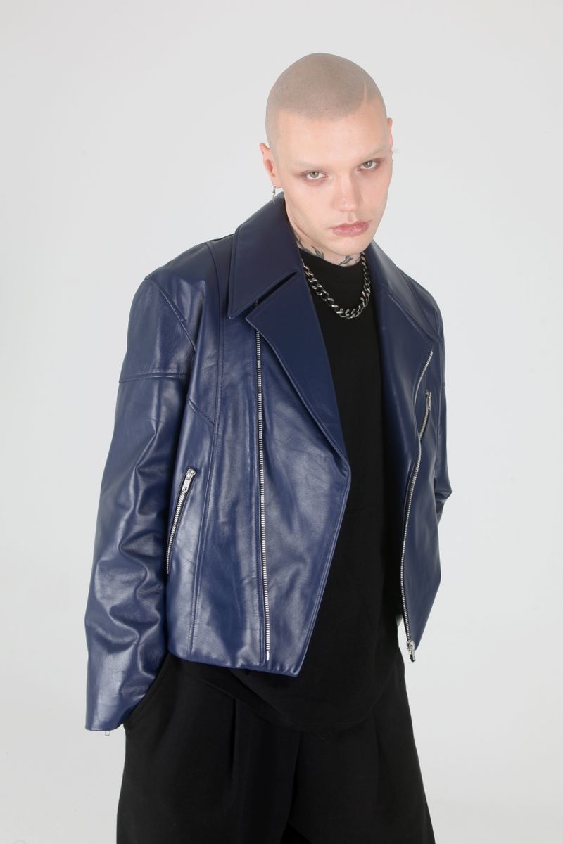Midnight Blue Lamb Skin Rider Jacket