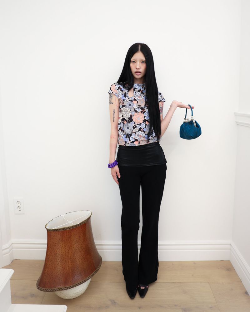 [香] Qipao Floral Top (Black)