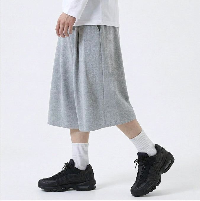 Balloon Curved Sweat Bermuda Pants Gray