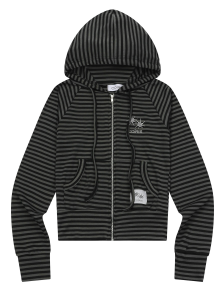 NAIRE RAGLAN STRIPE SLIM HOOD ZIP-UP