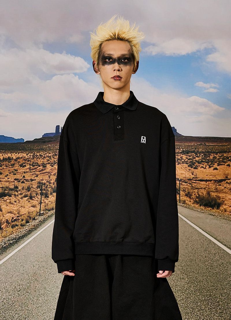 Reculer（ルキュレ）の「 Pique collar oversized fit sweatshirts Black（Tops）」