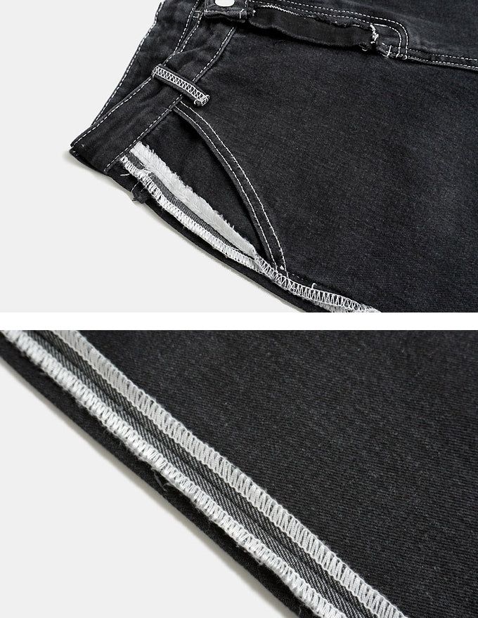 Double Side Seam Cutting Denim Pants