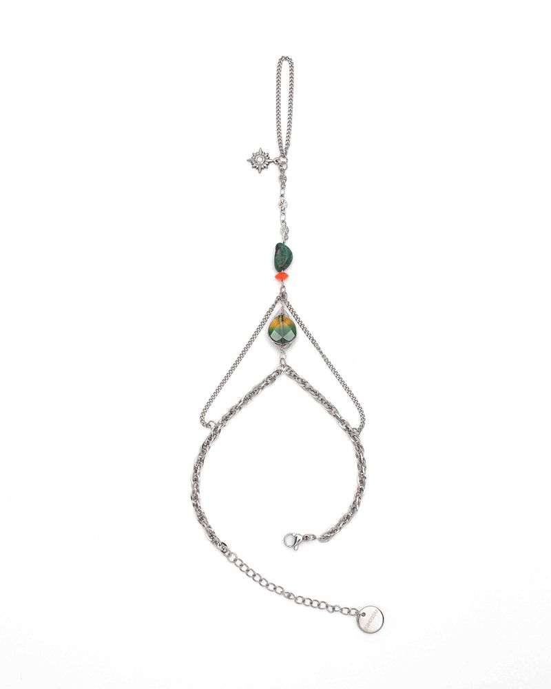 KIMZISU（キムジス）の「Chain Link Ring Bracelet - Green Stone _ GREEN（Accessories）」