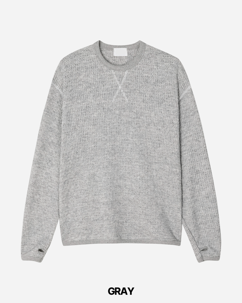 Waffle Crop Long Sleeve Tee