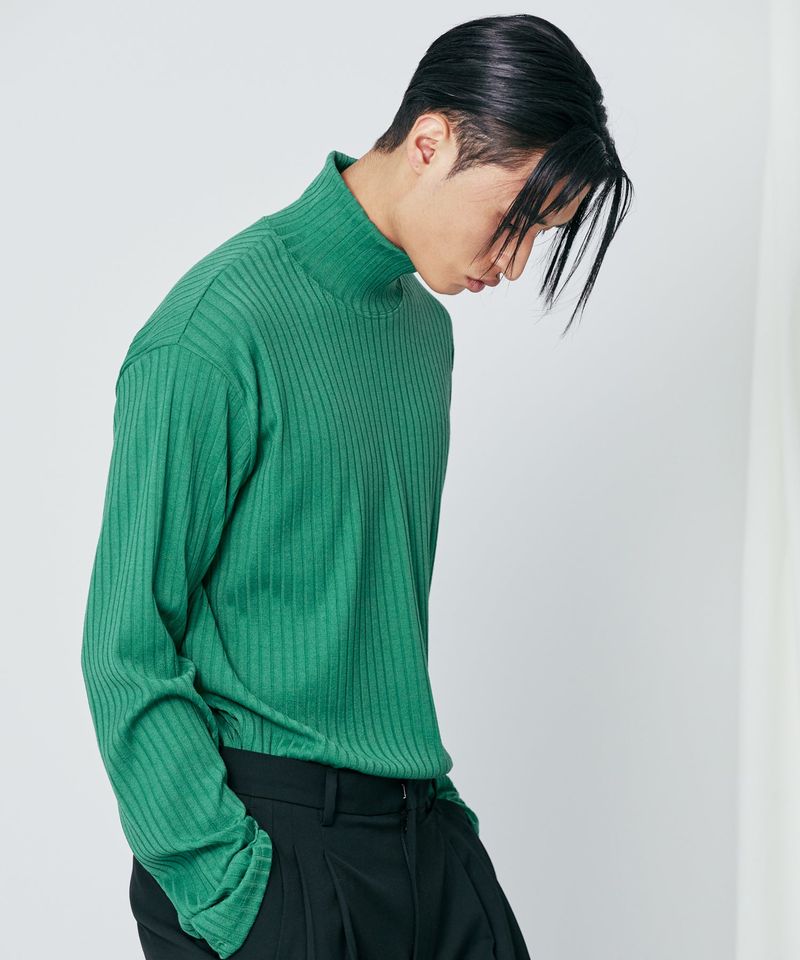 harris silky turtle neck long sleeve green