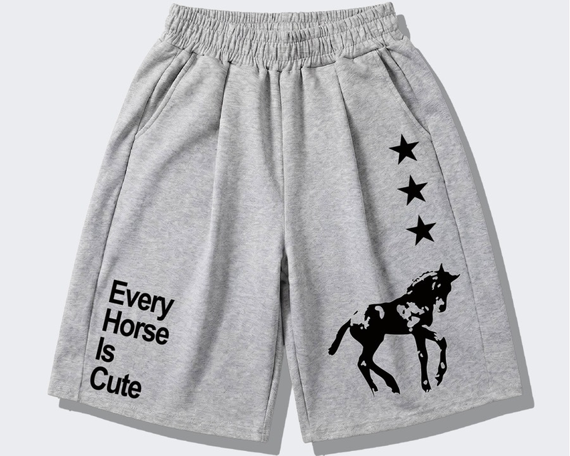 Balloon Curved Sweat Bermuda Pants Gray Horse