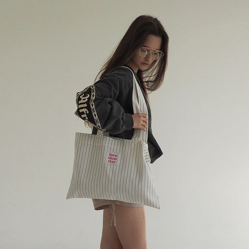 stripe eco bag_ivory