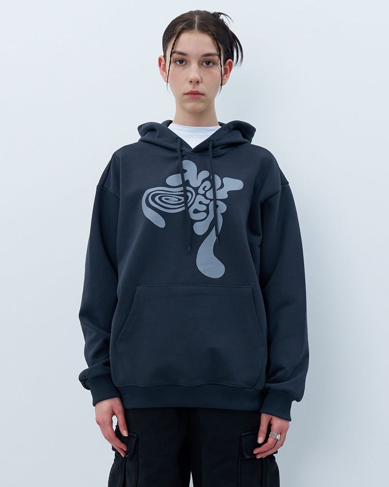 TWISTED LOGO HOODIE-CHARCOAL